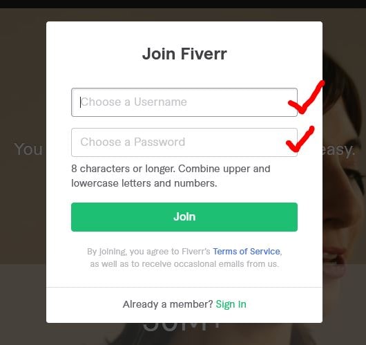 Fiverr से पैसे कैसे कमायें?-Username and Password 